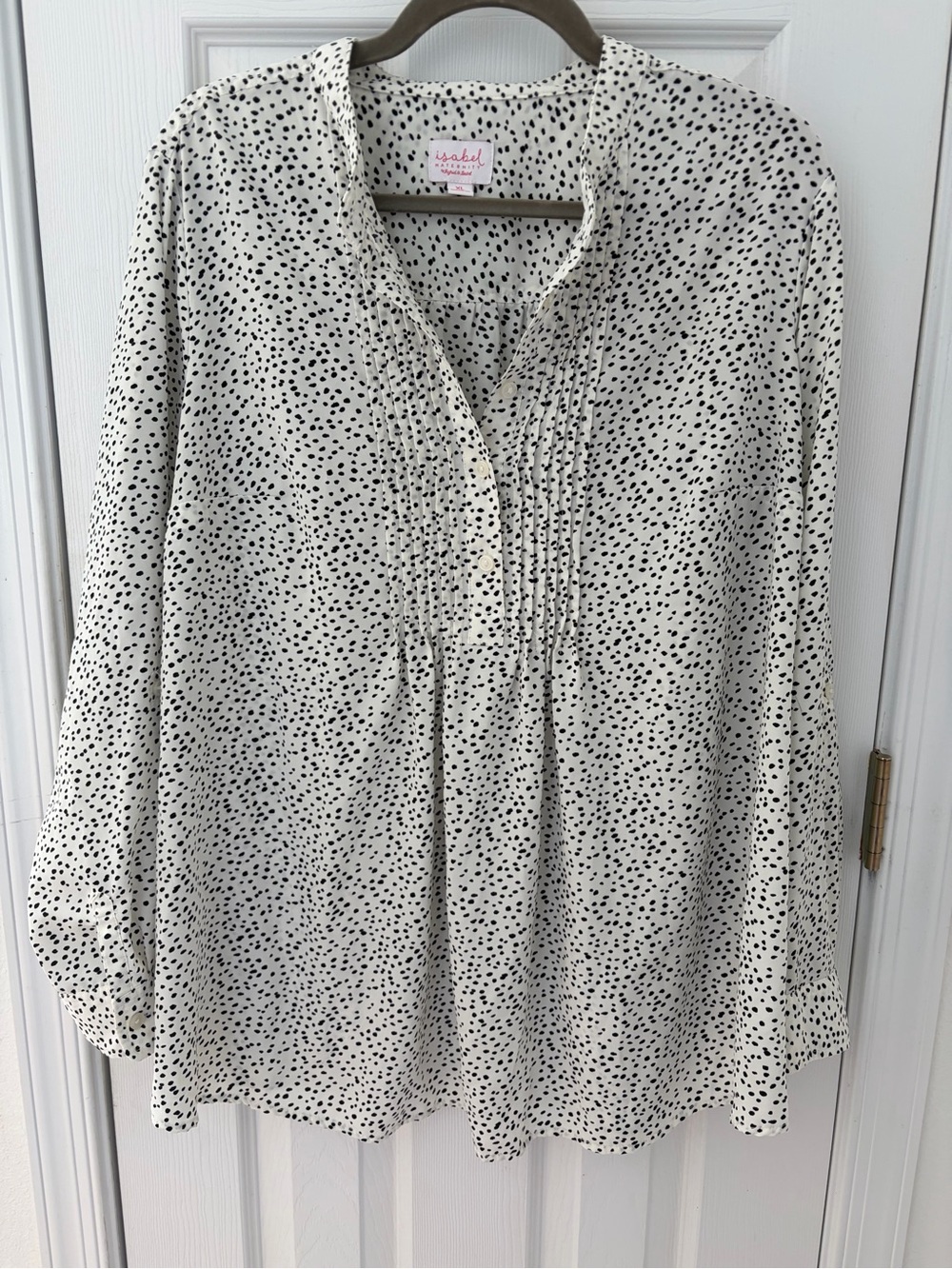 Isabel Maternity by Ingrid & Isabel Cream Blouse with Black Dot Print Tunic